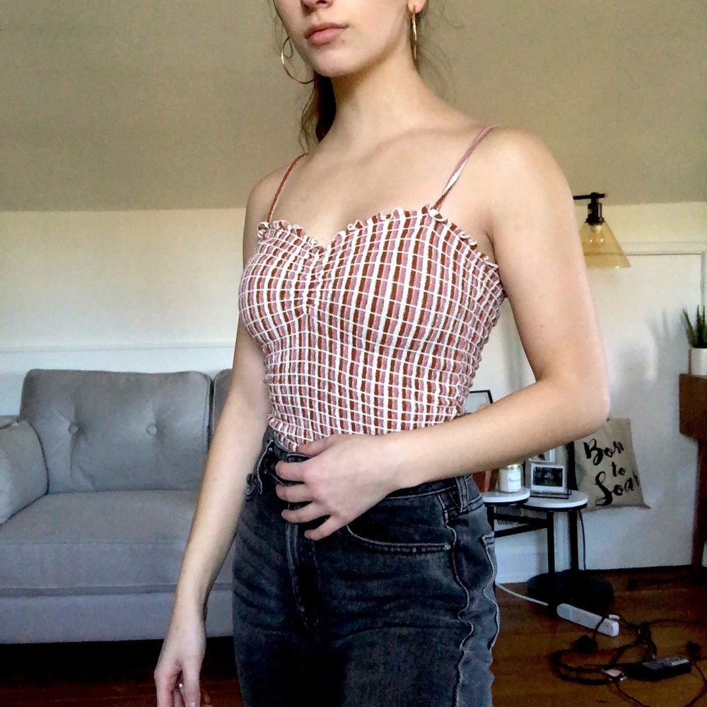 Madewell Jacquard Smocked Tank Top in Stripe